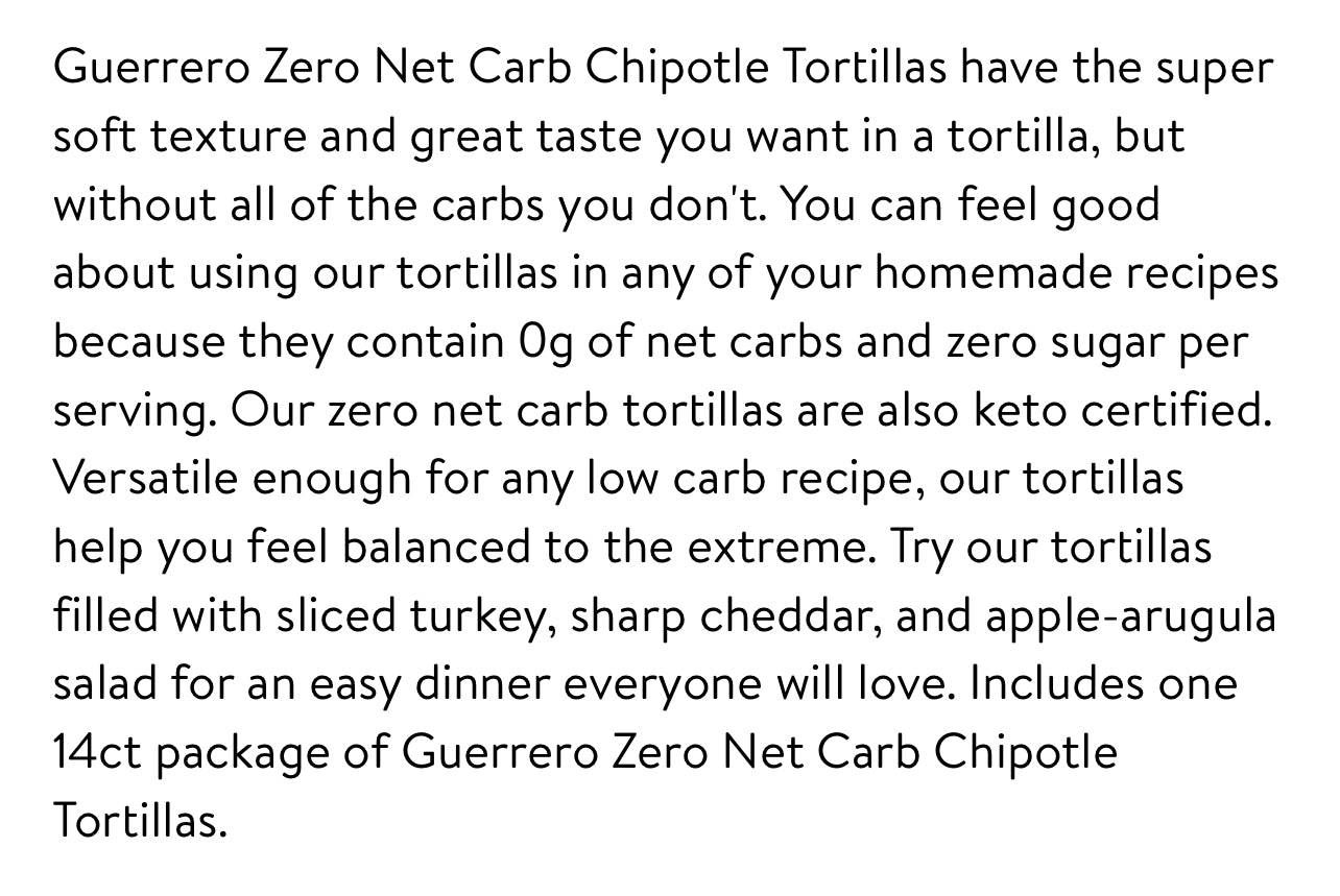 Zero carb Chipotle tortillas
